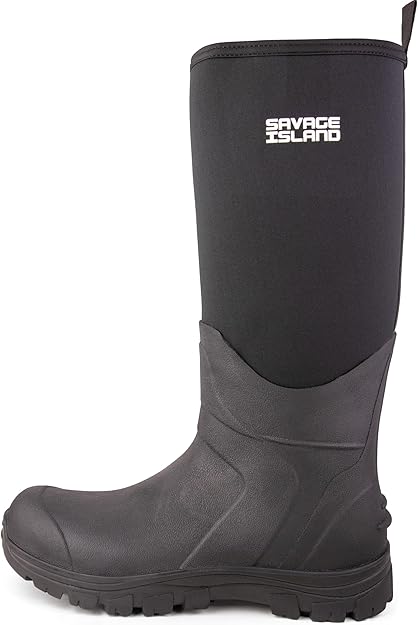 Savage Island Arran Kurze Neopren-Gummistiefel – Isolierte, warme in Schwarz und Grün