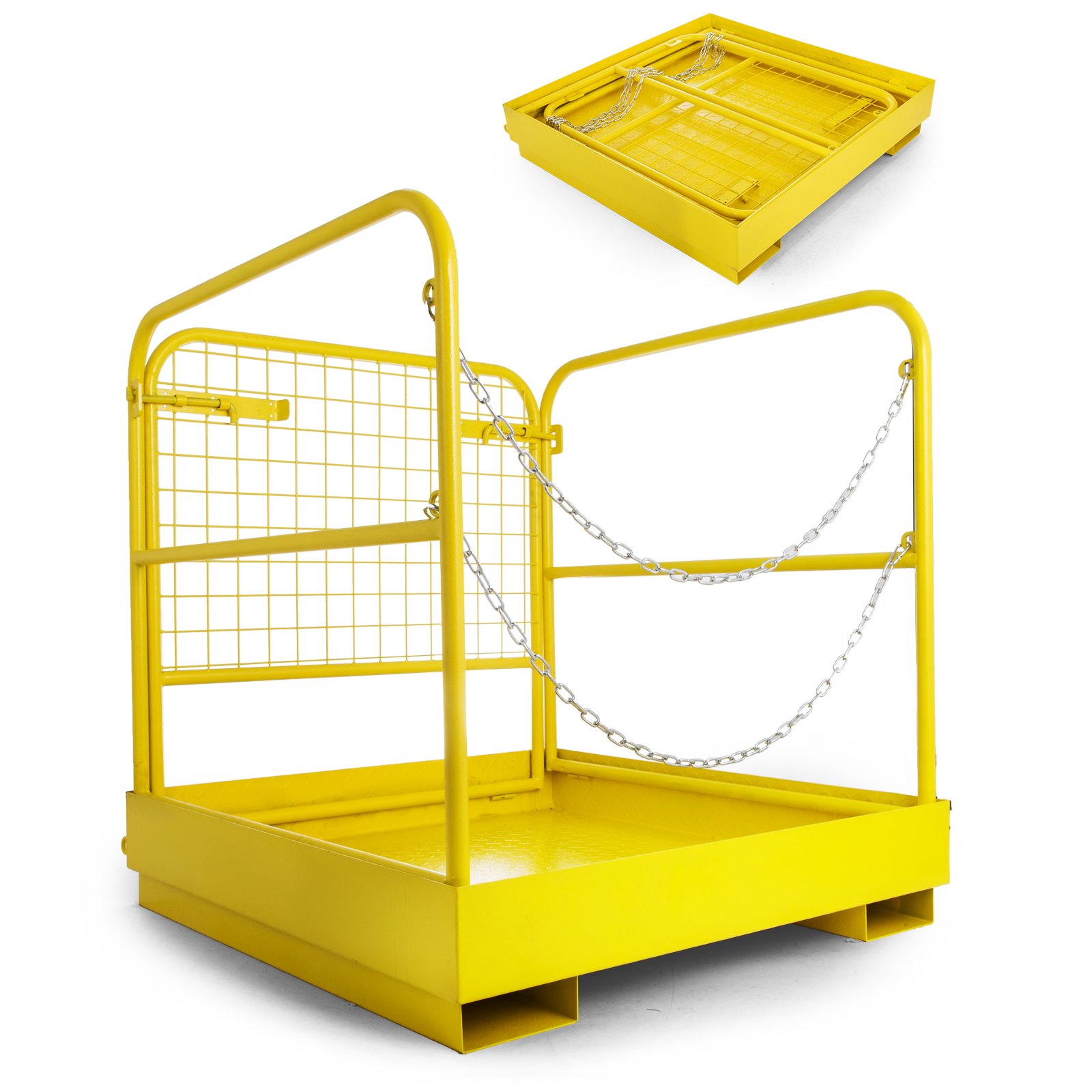 Hopopular Forklift Safety Cage Aerial Rails 36"x36" Forklift Safety Cage Work Platform Heavy Duty Steel Construction Fold Down Lift Basket 1102 Lbs Capacity (36"x36")