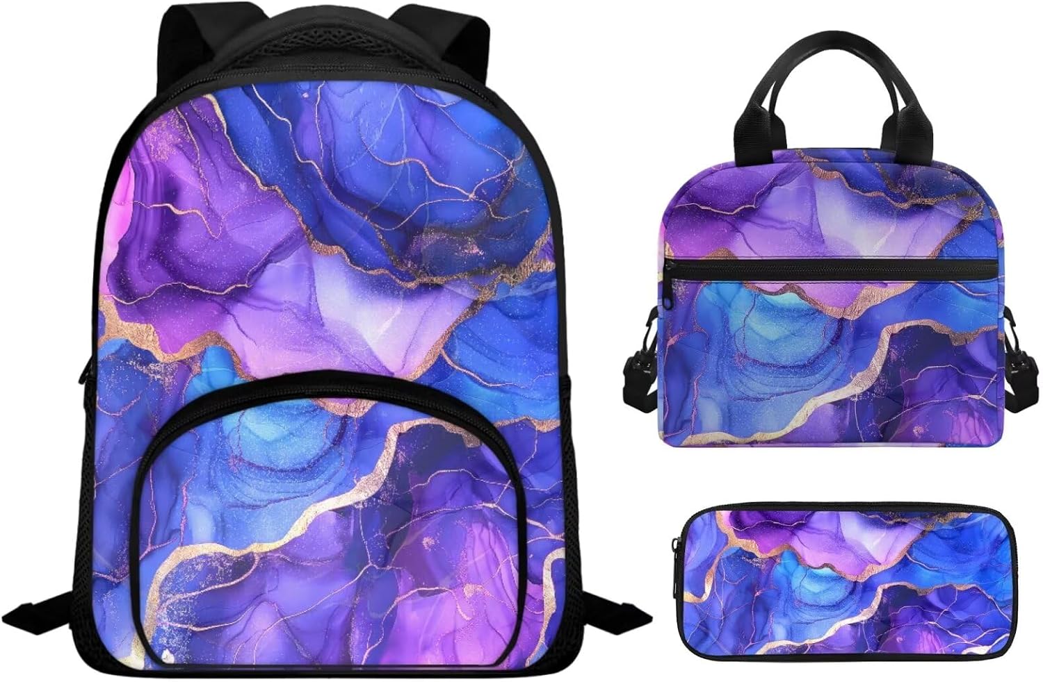 Cute Cat Backpack for Girls Kids Backpack with Lunch Box and Pencil Case Pouch 3 in 1 Set 12" Sturdy Bookbag with Front Pocket Large Capacity School Bag with Side Pockets for Toddler Girls