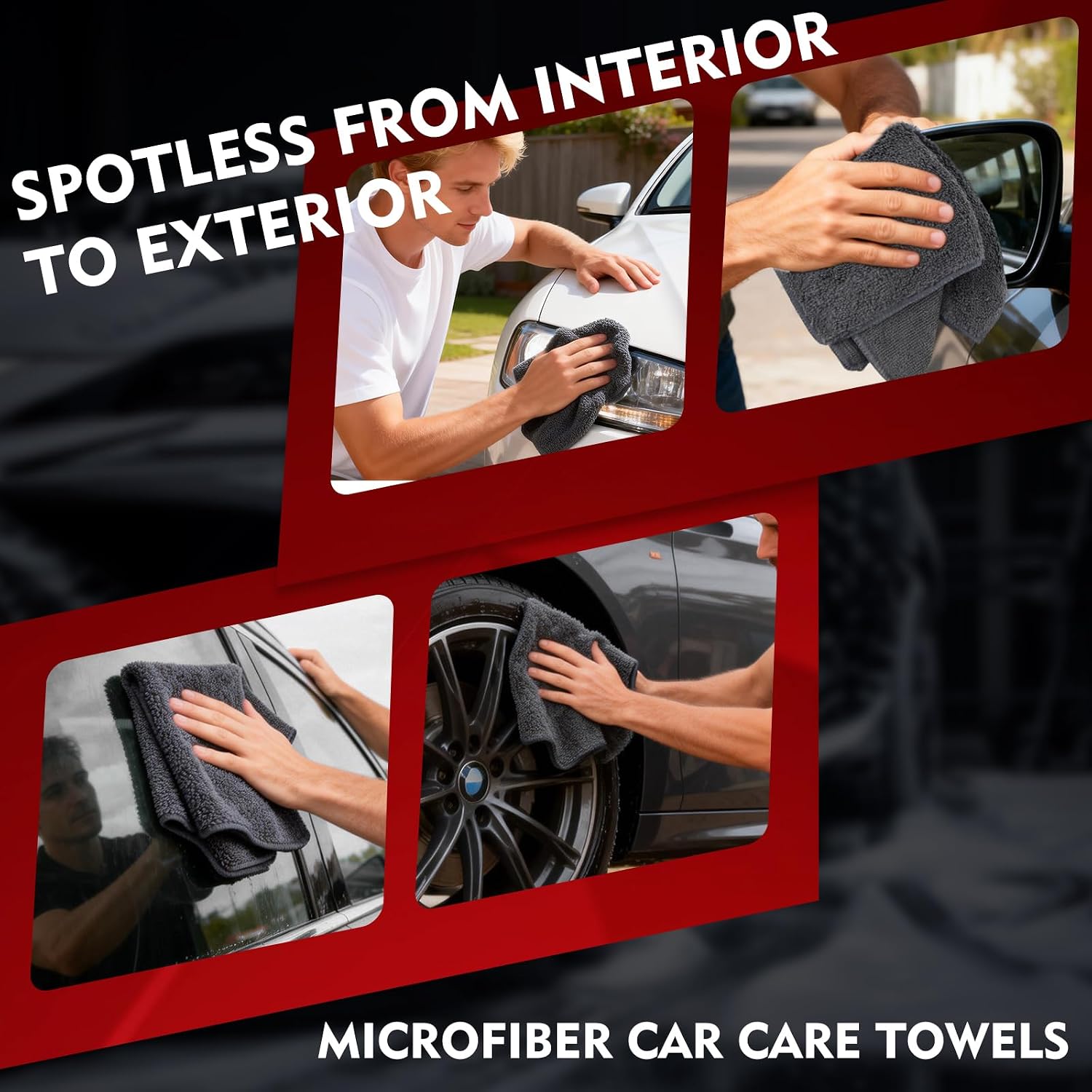 Puomue 12 Pack Microfiber Cleaning Cloth for Cars, 12" X 12" Car Microfiber Towels, Soft, Absorbent and Lint Free Cleaning Cloth, Premium Wash Cloth for Car,Window and Household, Dark Grey