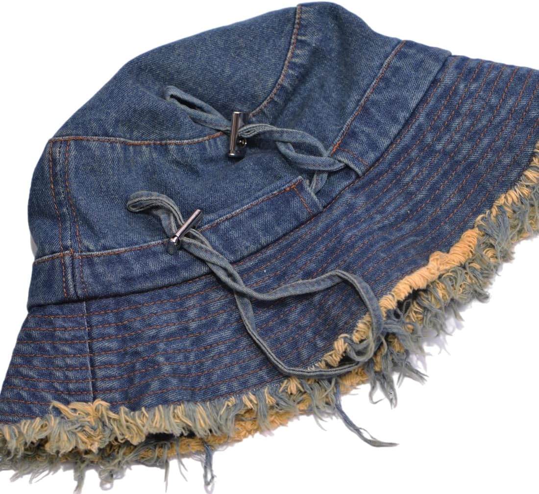 Cotton Denim Distressed Bucket Hat, Sun Hat, Hat for Men and Women - Image 4