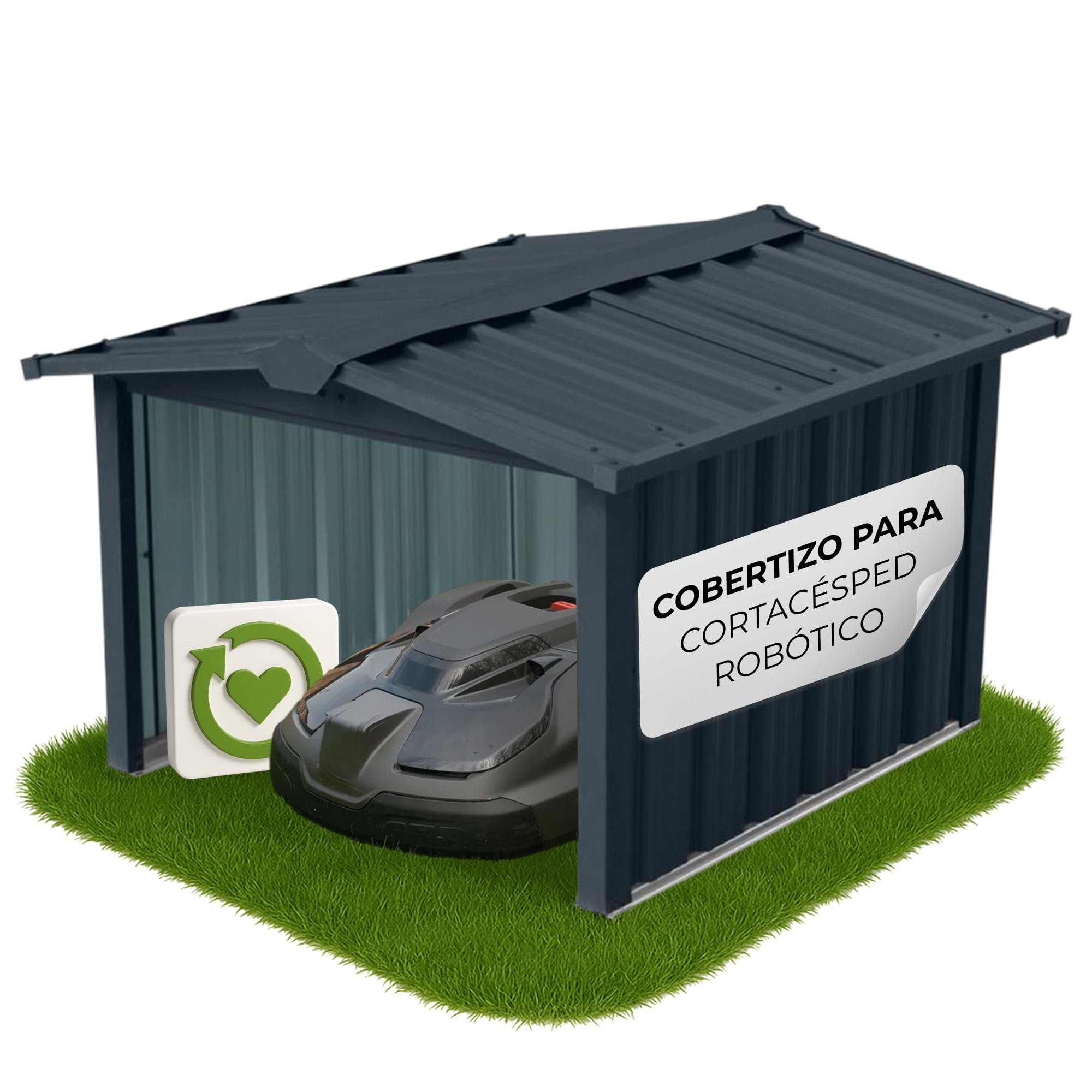 STREND PRO Garaje para Robot Cortacésped De Metal Antracita 86x88x60 cm | Resistente A La Intemperie | Anti-UV | Cobertizo | Carport | Techo Protector | Cubierta para Robot Cortacésped