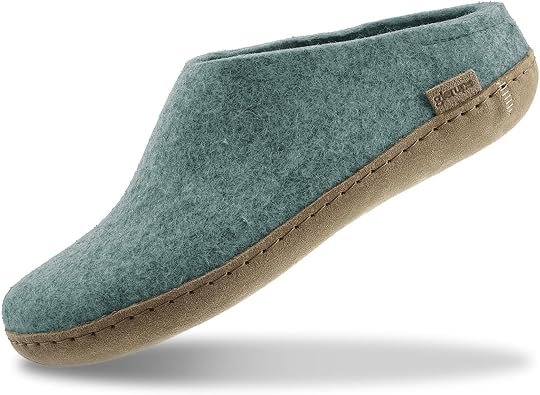 GLERUPS Slip On Slippers Women and Men | Unisex Slip-on Wool Slippers with Leather Sole | Comfy Slippers Women Men | Cosy Gents and Ladies Slippers