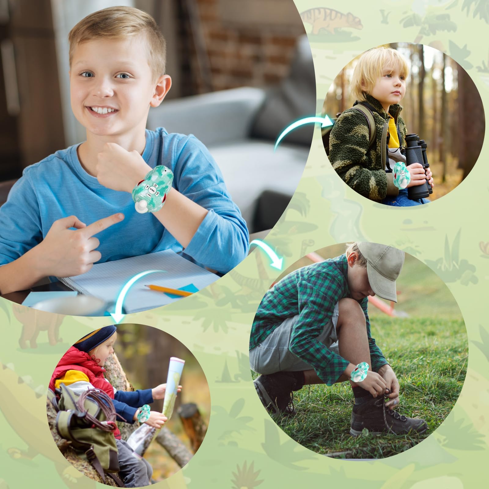 Walkie Talkies para niños, paquete de 2, juguetes para niños y niñas de 3 a 8 años de edad para aventuras al aire libre, campamento, Halloween, Navidad, regalos de cumpleaños (azul, dinosaurio 7