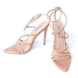 Ada Sexy Stiletto High Heels for Women, Strappy Pointed Open Toe Shoes Heels - Nude Size 6.5