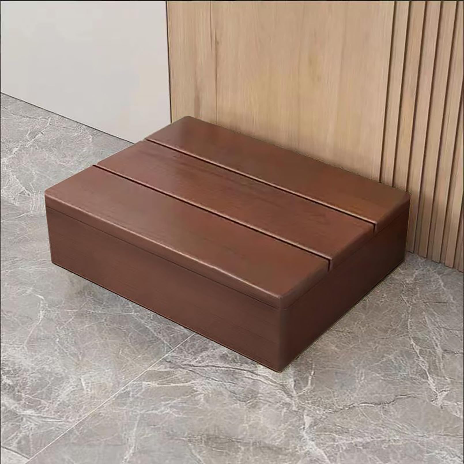 Pounjsd Long Footstool Helper Wooden Step Stool for High Beds, Non-Slip Outdoor Half Step, Foot Rest for Under Desk At Work, Easy Access to High Beds, Loft Beds, Ideal for Elderly, 40×30×15cm