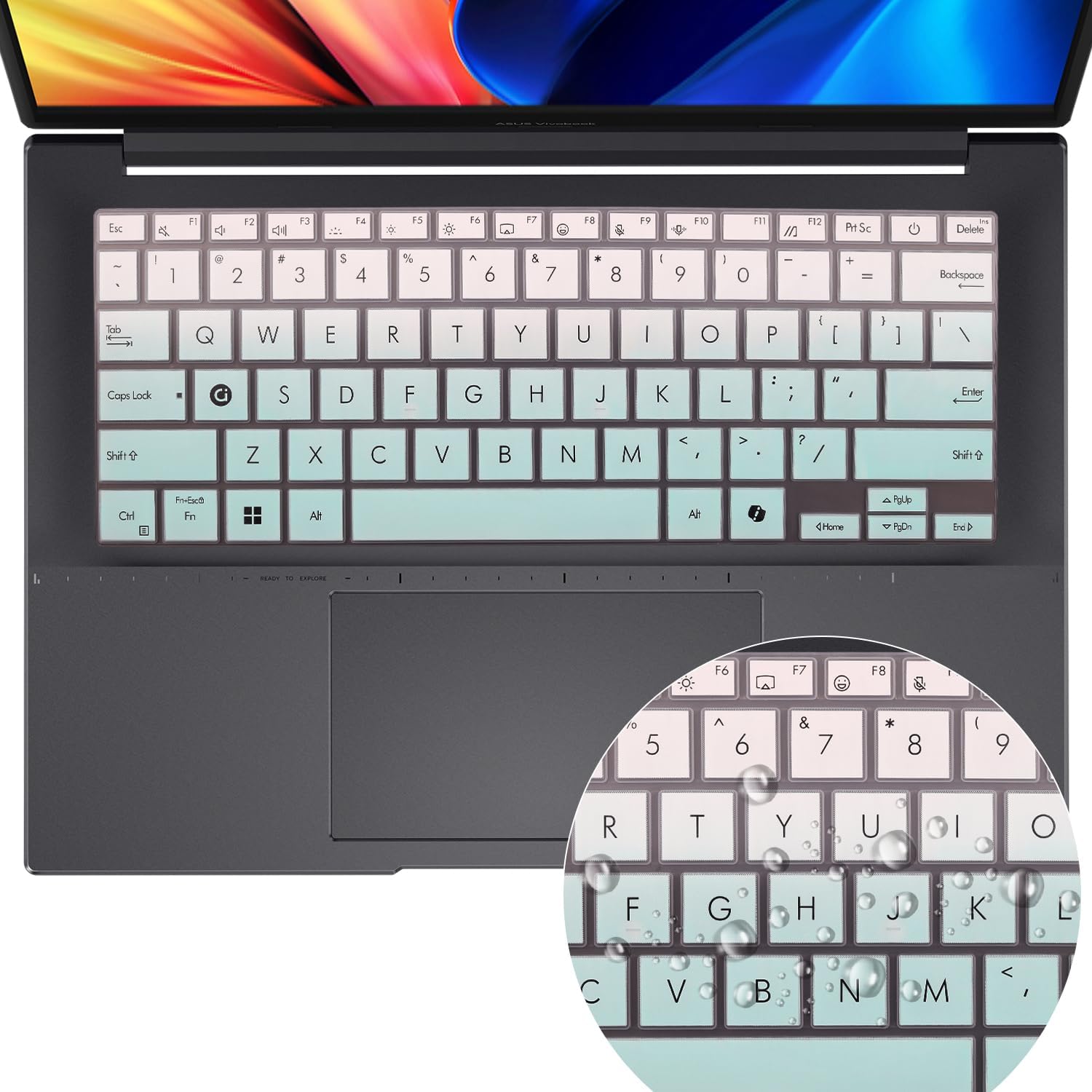 Keyboard Cover Skin for 2024 ASUS VivoBook M5406 S540 Laptop Protective Keyboard Cover Skin-Gradient Mint image 5
