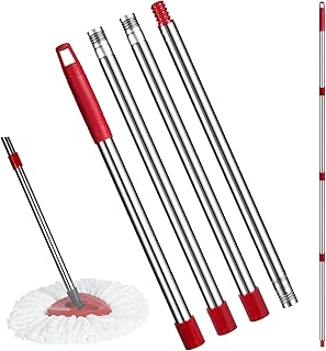 Mop Replacement Handle - Stainless Steel Mop/Broom/Brush Replace Handle Compatible with O Cedar Spin Mop Head Refills, 4 Sections Combinable from 35" to 59", American Threaded End Joint