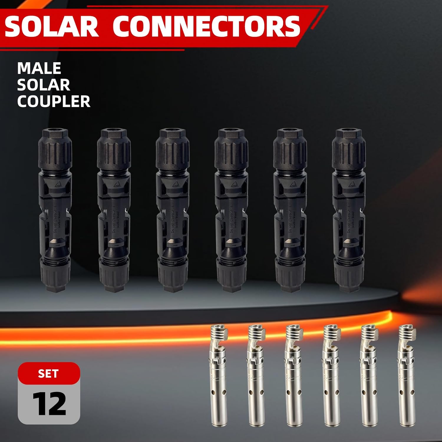 51 PCS Solar Crimper Tool Kit, Solar Panel Connector Crimping Tool with 24 Pairs Connectors,1 PCS Wire Crimper,2 PCS Multi-Functional Spanners Wrench for PV System Assembly and Installation