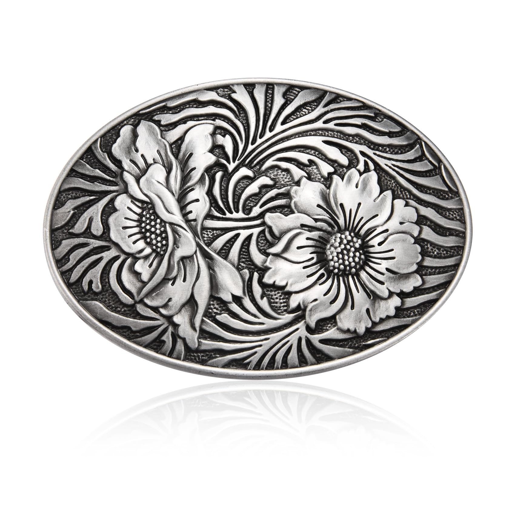 Belt Buckle for Women Teens Girls, Antique Engraved Flower Solid Metal Belt Buckles Western Cowboy Belt Buckle-image-45