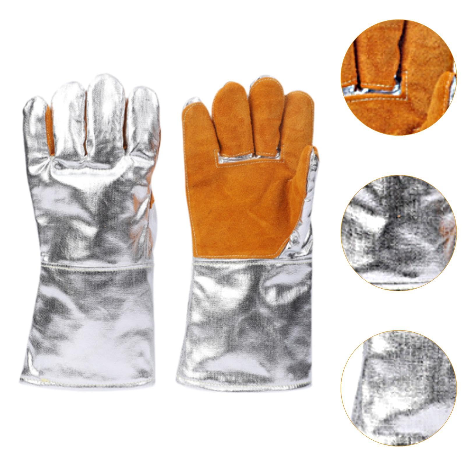 Gants de Travail, Gants de Soudage En Feuille D'aluminium, Multifonctionnels, Résistants à L'usure, Aux Brûlures, Portables, Résistants Aux Ha, Orange