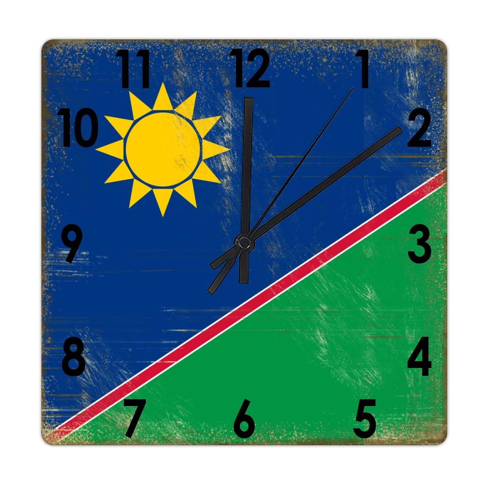 Horloge murale vintage Namibie 38 cm silencieuse en bois shabby