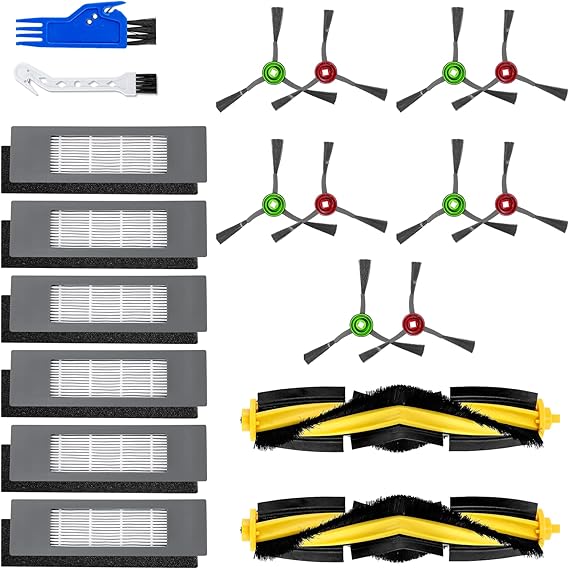 Replacement Parts for Deebot Ozmo 920/950/T8/T8 AIVI/T8 Max/T5/N7/N8 Pro/N8+/N8 Pro Plus/T9+/Yeedi Vac 2 Pro Main Brush Side Brushes Deebot Filter Kit LUXRILIX