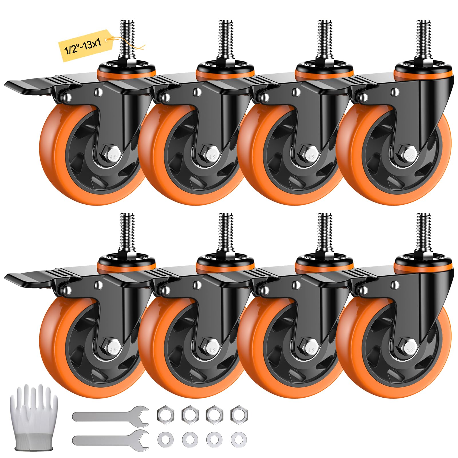 Heavy Duty Stem Casters - 2000lbs Load Capacity -16 Heavy Duty Stem Casters - 2000lbs Load Capacity -16