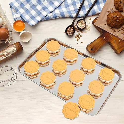 Miniatura 6 de Juego de 8 bandejas para hornear, bandeja de horno pequeña tostadora, bandeja de acero inoxidable, bandeja para parrilla, bandejas rectangulares,