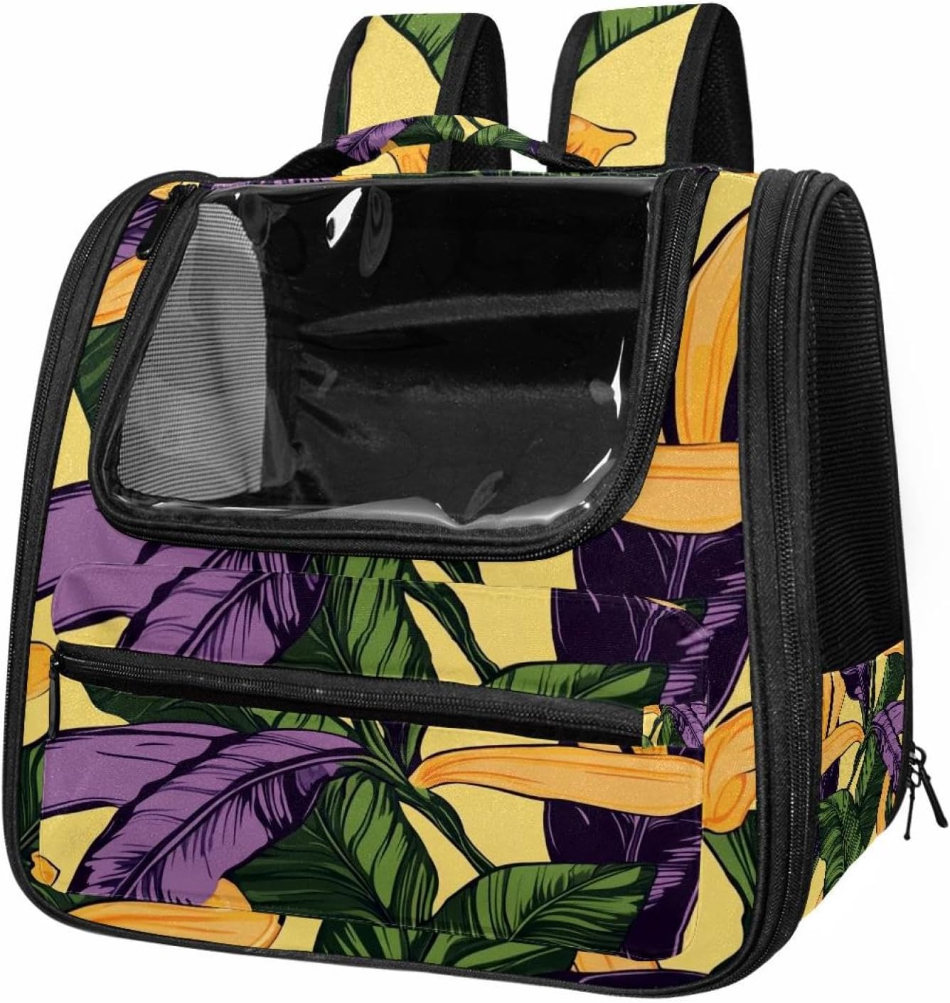 Portable Travel pet Backpack Carrier Hamster Bag Small Dog cat Carrier Breathable Hang Bag, _Banana Seamless Pattern (2)