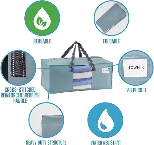 Vista 47 de VENO Paquete de 6 bolsas de mudanza extra grandes para mudanza universitaria, bolsas de almacenamiento resistentes, cajas de embalaje y suministros