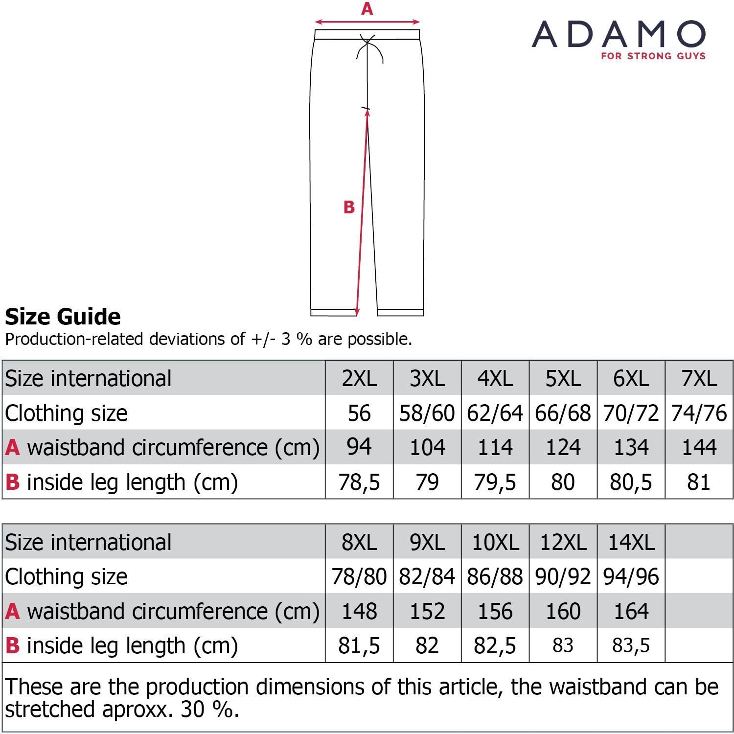 ADAMO Pantalones de chándal largos con puños y cremallera Serie SYMI para hombres hasta tallas grandes, 14XL