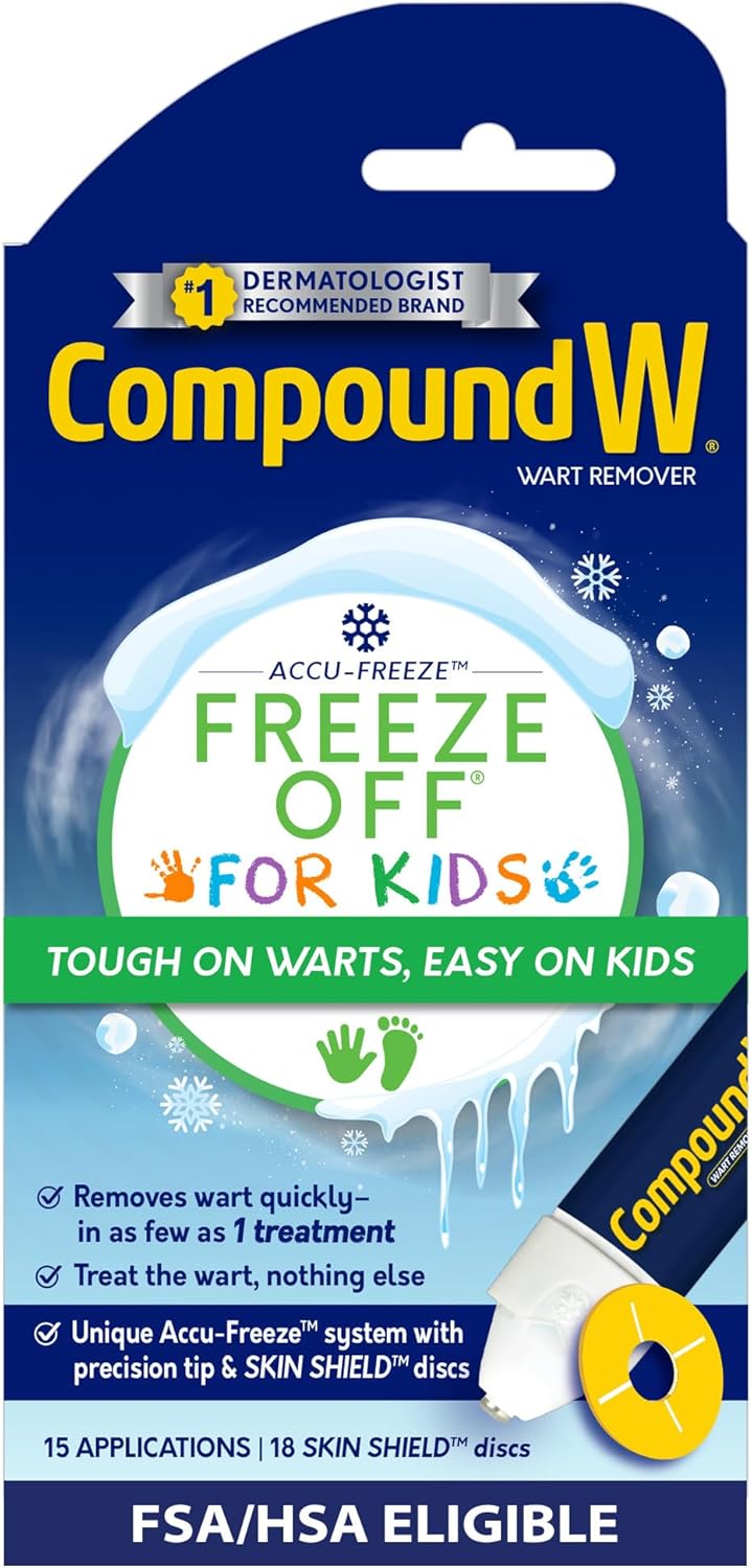 Compound W Freeze Off Wart Remover for Kids, 15 Wart Removal Applications & 18 Skin Shield Discs