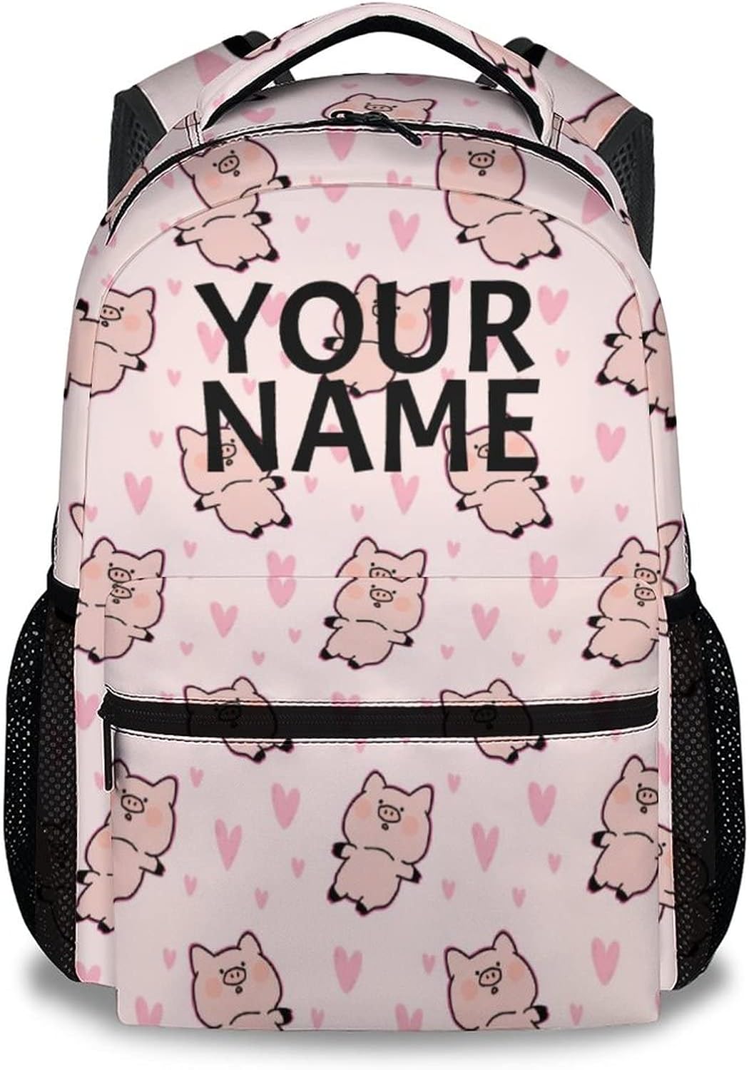 Pig Backpack with Lunch Box and Pencil Case, 16 Inch Cute Pig Bookbag Durable, Lightweight, Large Capacity, Funny Animal Backpack for School Girls Kids Women