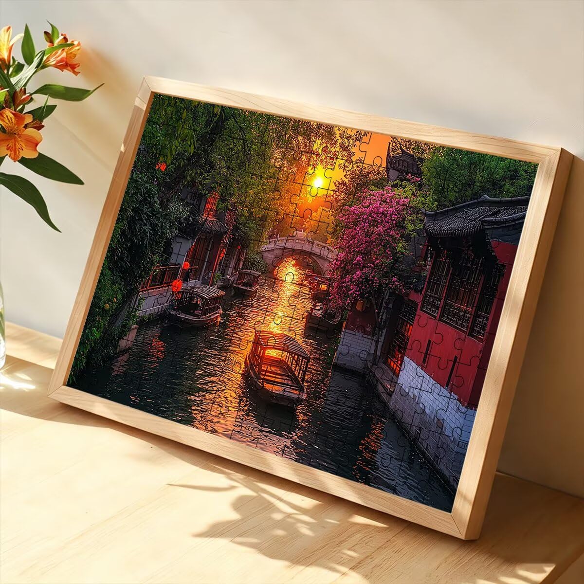 Puzzle 3000 Pezzi Barca, Puzzle Tramonto, Puzzles in Legno, 122x81cm -1458