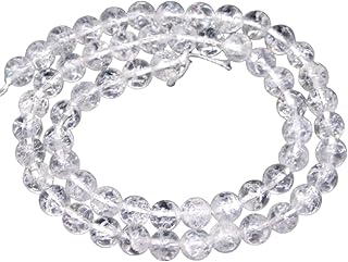 【hinryo】上質AAA クラック クォーツ 爆裂水晶 4mm~18mm 1連37cm 通し針、解説書、1mゴム付き 天然石 パワーストーン (6mm クラック 天然水晶 g3-1642F)