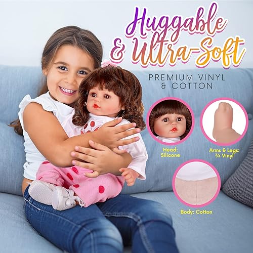 Miniatura 4 de DOLLHOOD Muñecas Reborn Baby  Muñeca realista de 18 pulgadas con accesorios completos de muñeca  Muñeca realista de silicona suave con brazos y