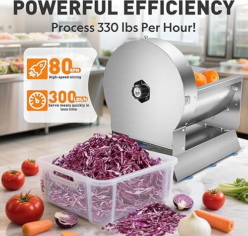 Miniatura 2 de Cortadora de verduras comercial eléctrica y manual, 0.000-0.512 in, máquina cortadora de frutas de acero inoxidable comercial 2 en 1, rebanadora de