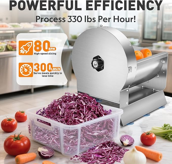Cortador Comercial de Verduras 2 en 1 Eléctrico y Manual, Ajustable 0-13mm miniatura 5