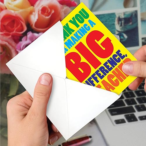 Miniatura 4 de NobleWorks - 1 tarjeta de felicitación de agradecimiento con sobre de 5 x 7 pulgadas - Tarjeta de agradecimiento de estudiante, notas para