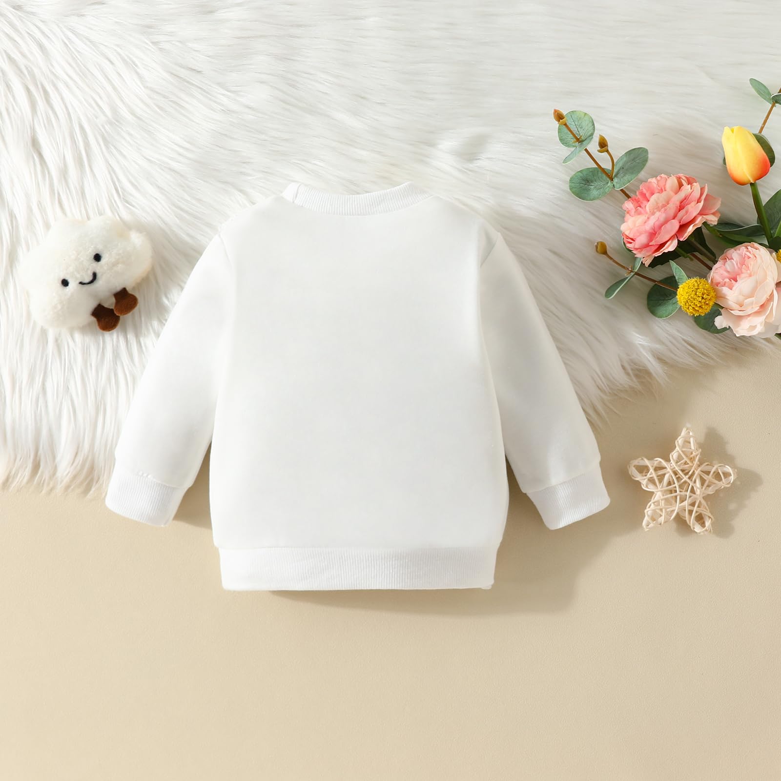Yanmucy Sweatshirt pour Bébés Filles Vêtements Coton à Volants et Dentelle Sweatshirts Crewneck à Manches Longues Jumper Top Décontracté (FR/ES, Âge, 12 Mois, 18 Mois, Blanc)