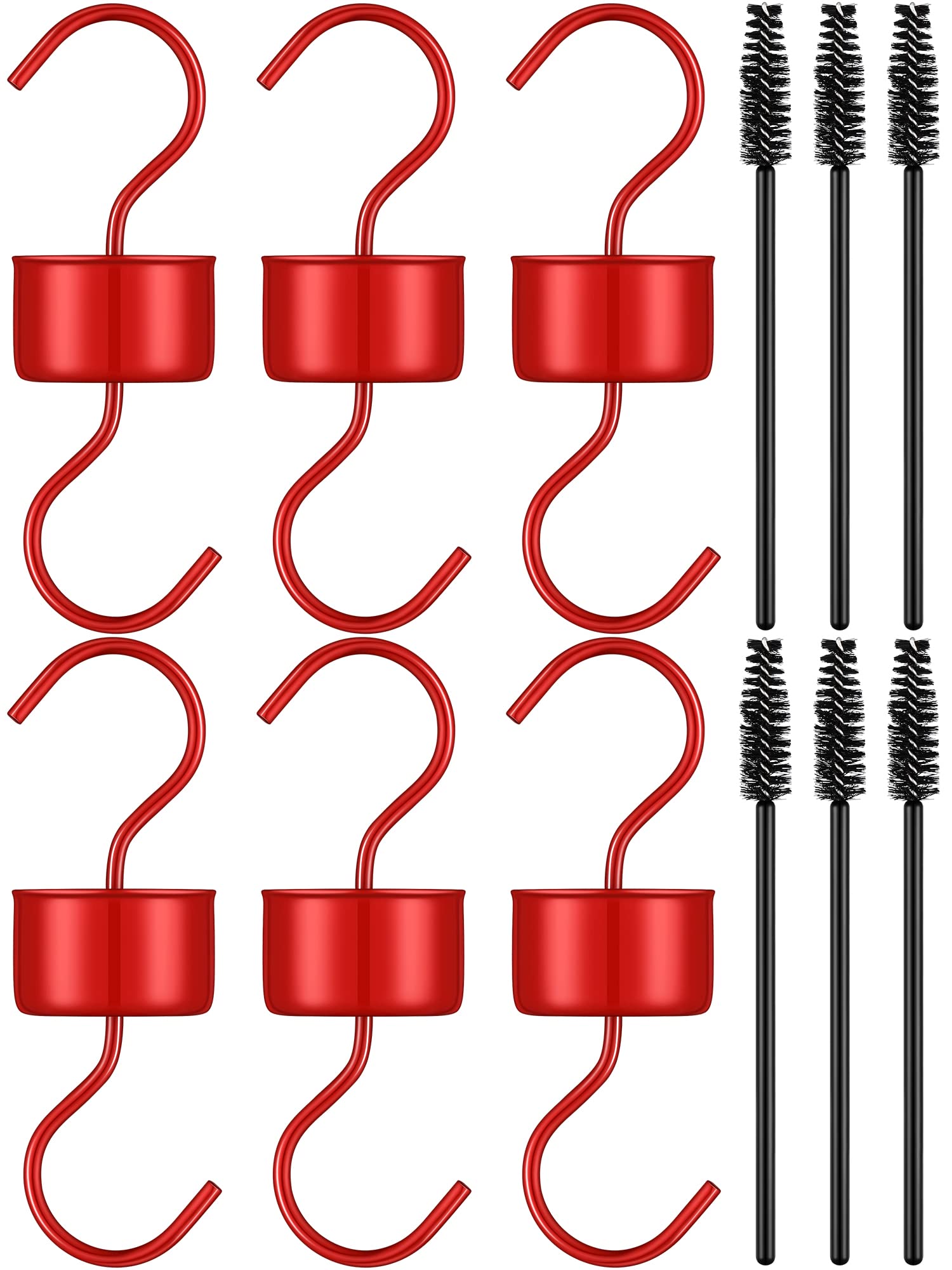Therwen6 Pcs Ant Moat for Hummingbird Feeders Metal Ant Guard for Outdoors with 6 Brushes Large Capacity Strong Protective Moat with Sturdy Hook for Hummingbirds Nectar Safety Protection(Red)