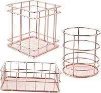 Vista 1 de STOBOK Cesta de almacenamiento de hierro forjado, novedosa cesta de almacenamiento de alambre para mesa de oficina, soporte para bolígrafos