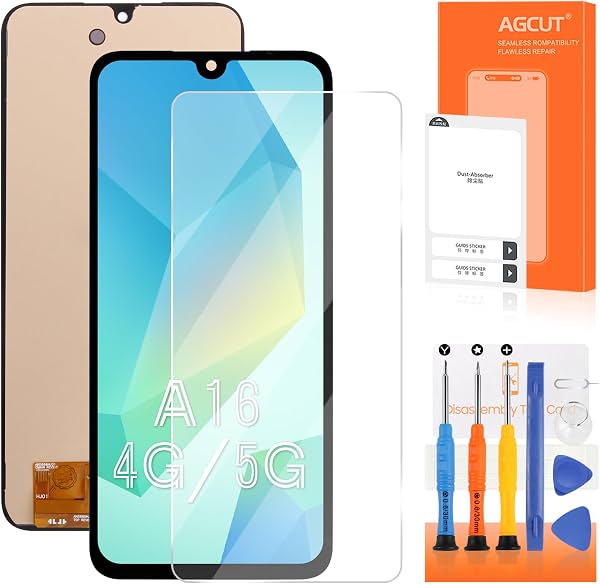 OLED para Samsung Galaxy A16 4G 5G Pantalla de Repuesto para Samsung A16 LCD Display SM-A165B SM-A165P SM-A166B, SM-A166P, LCD Digitizer Screen Touch Assembly Sin Marco (Soporta Huella)