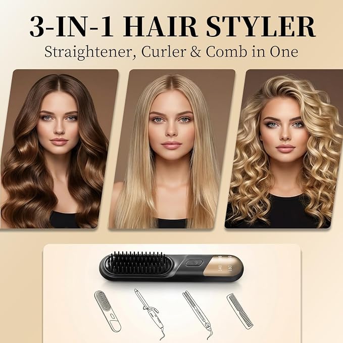Plancha de Pelo 3 en 1 Negra inalámbrica miniatura 2