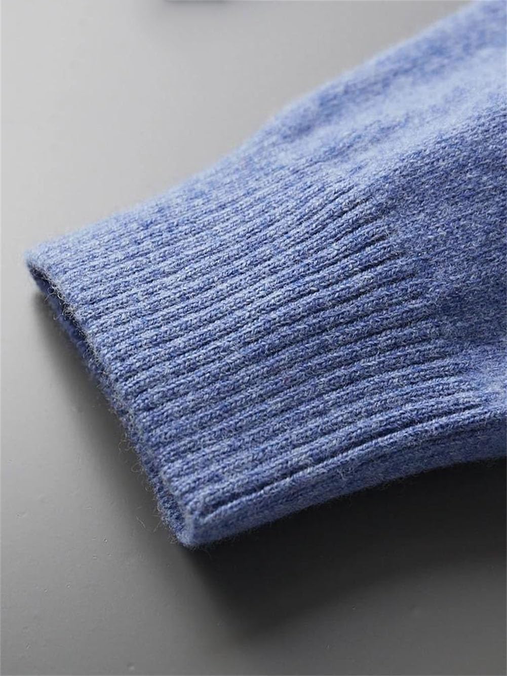 Vsadsau Men's Fall Winter Wool Blend Sweater Loose Knitted Polo Sweater Solid Pullover Bottom