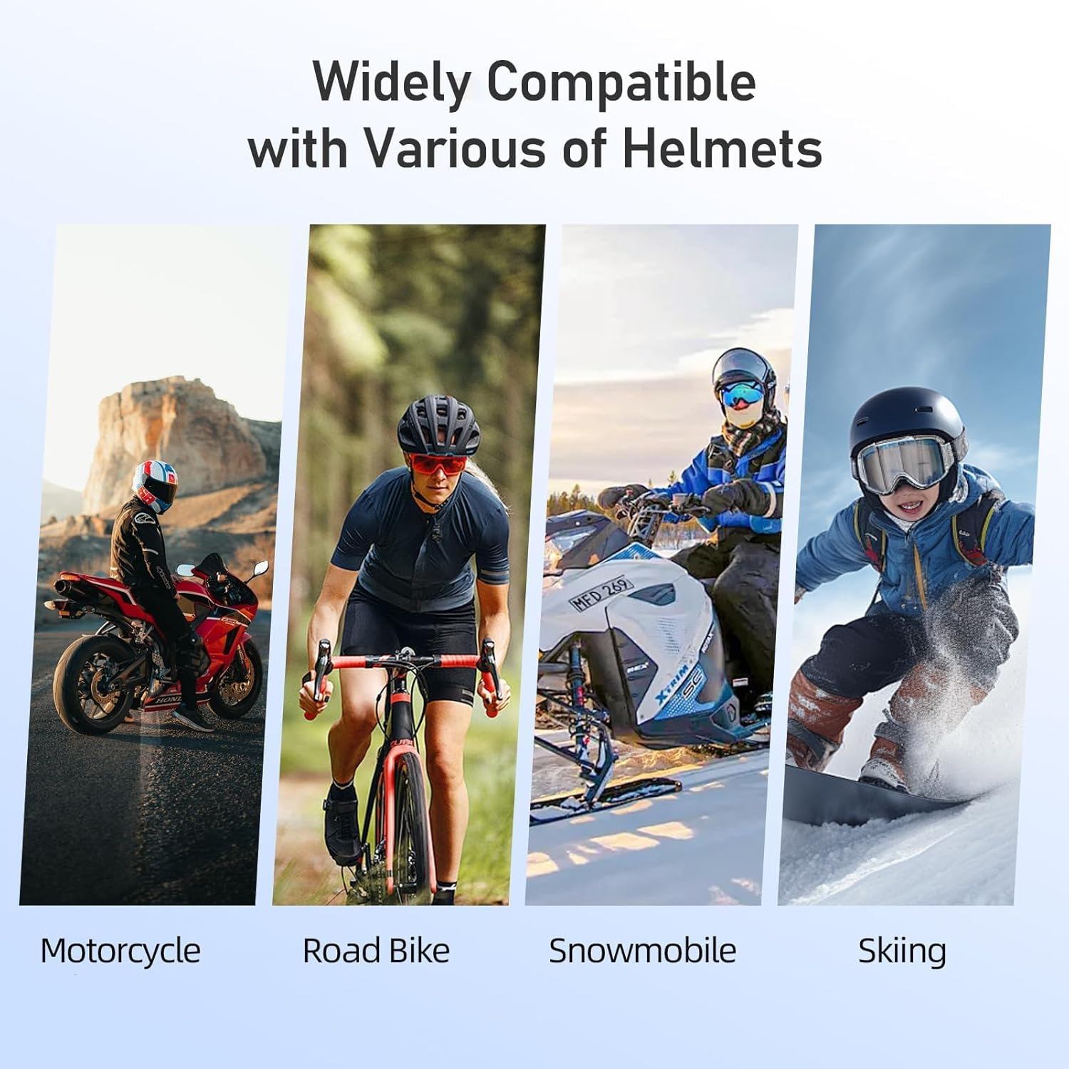 Motorcycle Helmet Bluetooth Headset, Helmet Speakers with 2 Type Mics,1000mAh Large Battery Motorcycle Headphones IP67/Automatic Answer/Call Music Control/Noise Cancellation/Wake up Siri image 8 of 9 B0DWX8CZL8