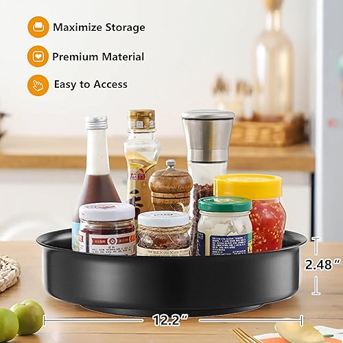 Miniatura 4 de Organizador grande Lazy Susan de 12 pulgadas, estante giratorio de especias para armario de cocina, mesa, encimera, refrigerador, despensa, acero