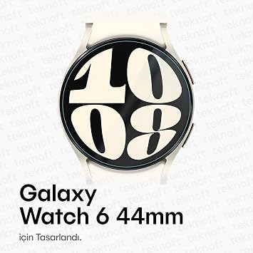 Teknoft Samsung Galaxy Watch 6 44mm için 2'li Paket (2 Adet) Kolay Kurulum Otomatik Hizalama Aparatlı Şeffaf 9H Sertliğinde Gerçek Temperli Cam Ekran Koruyucu (Galaxy Watch 6 44mm)