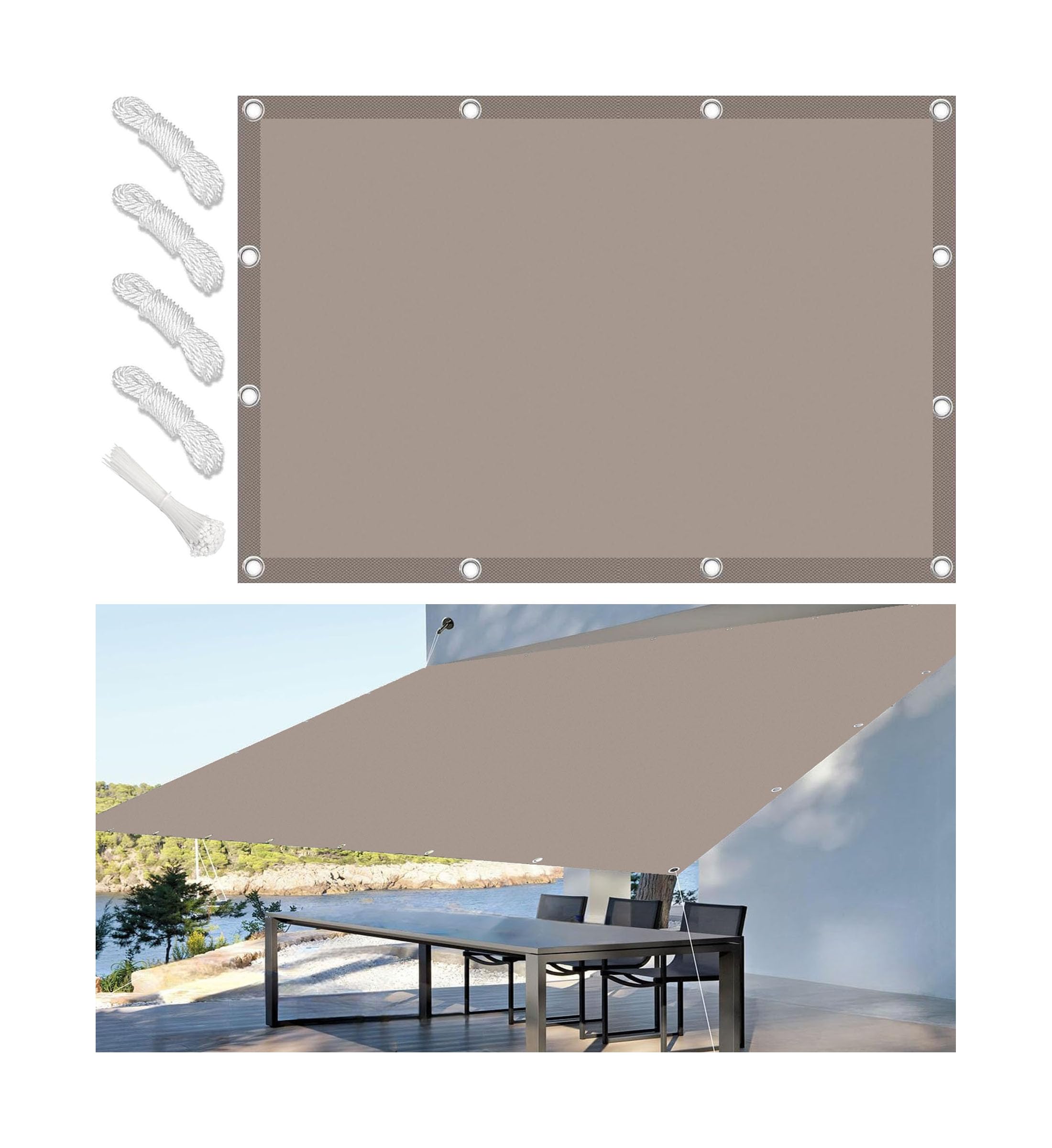 Shade Cloth Waterproof Rectangle 1.4x1.8M Sun Shade Sail Waterproof Outdoor Garden Patio Party Sunscreen Awning Canopy 98% UV Block with Rope for Outdoors Garden Patio Yard Party Khaki — image 1