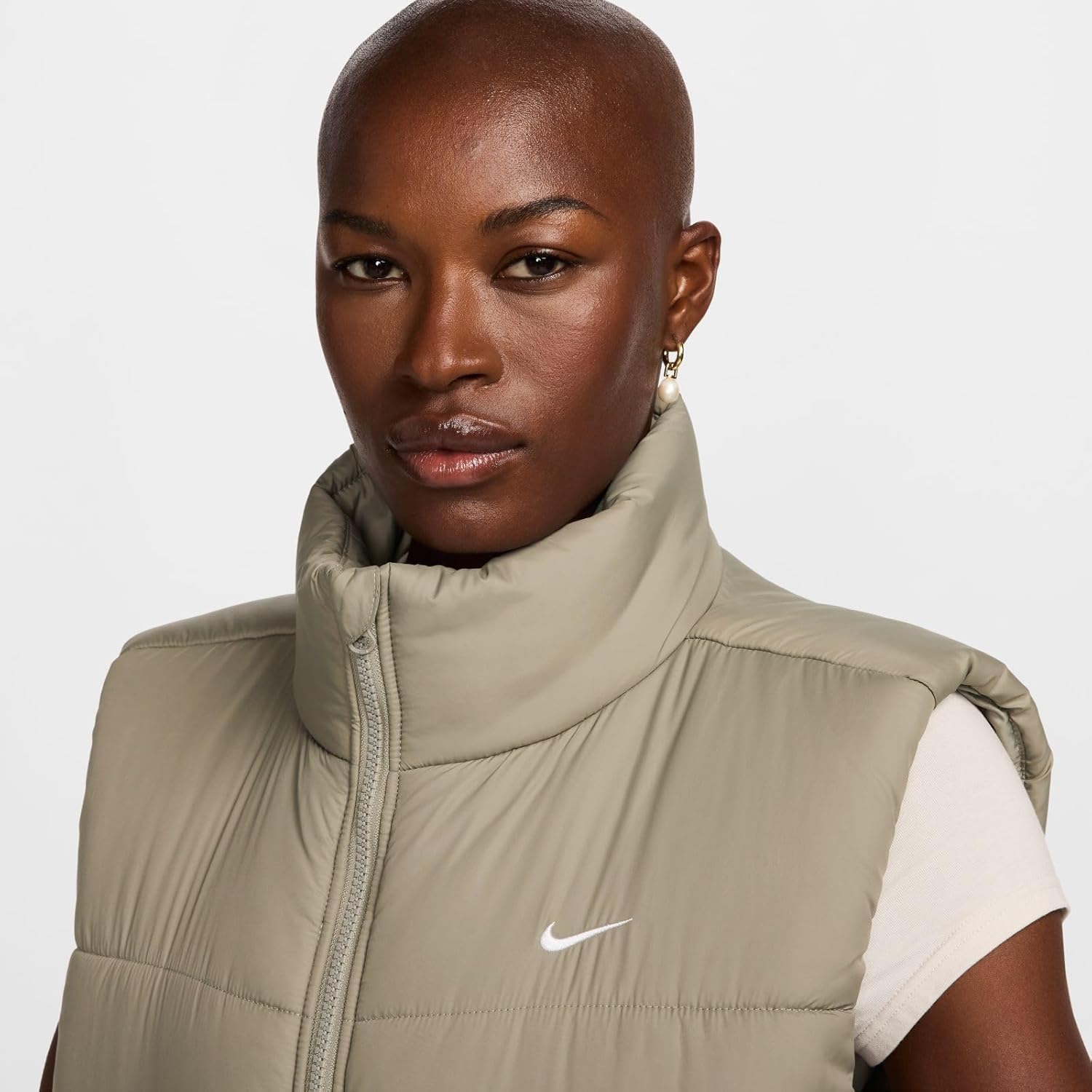 Nike Sportswear Classic Puffer Women's Therma-FIT Loose Vest (Light Army/White, FZ5922-320) Size X-Large