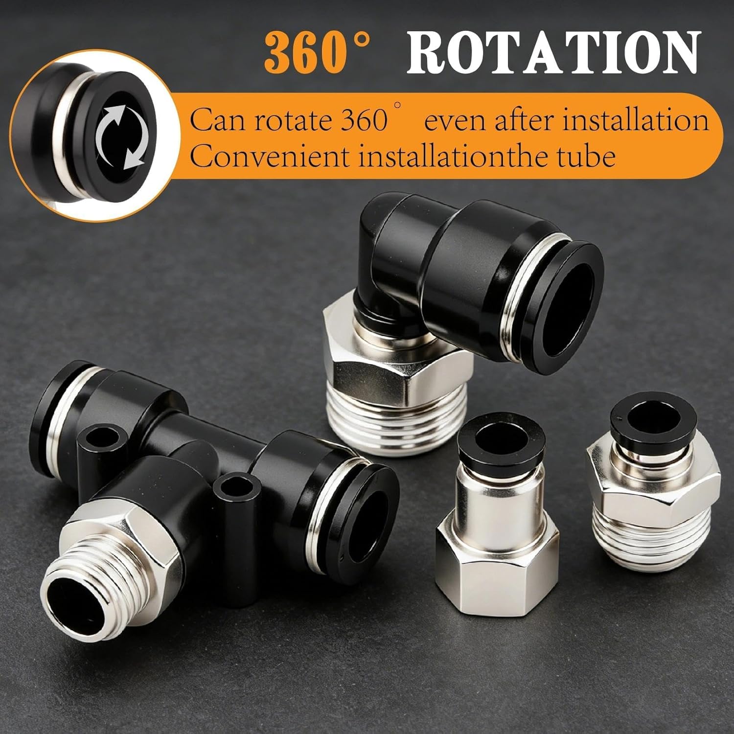 33 Pcs Push to Connect Air Hose Fitting NPT Thread Kit,1/8" 1/4" 3/8" 1/2" Elbow/Straight Female/Tee/Straight Connectors with NPT Thread Combination,Air Line Pneumatic Quick Connect Fittings