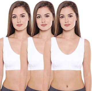 BODYCARE Women's Cotton & Spandex Non-Padded Non-Wired Sports Bra (Pack of 3) Price In India