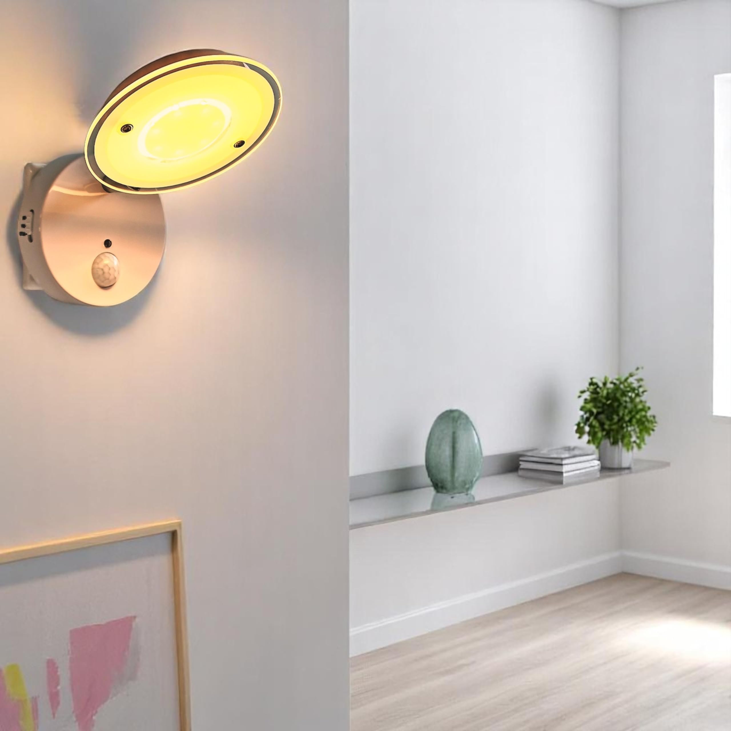 Trango 2er Pack 2636-028 LED Sensor Nachtlicht *NITE* in Chrom mit Automatikfunktion direkt 230V mit Bewegungssensor I Sicherheitslicht I Steckdose Lampe I Wandlampe I Orientierungslicht I Nachtlampe