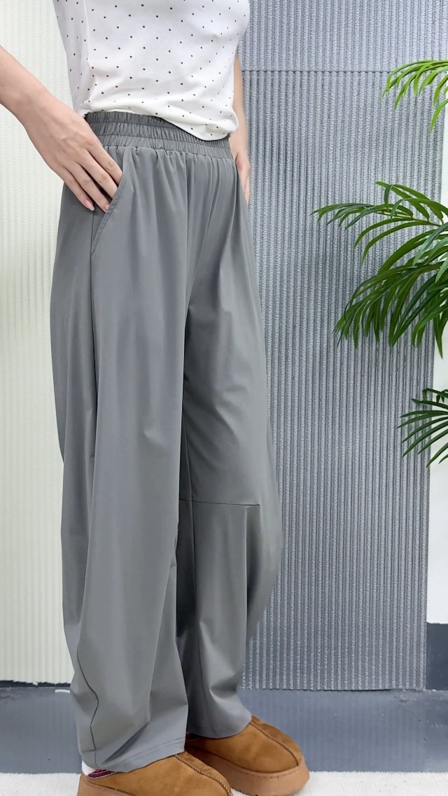 Hiauspor Women's Cargo Pants Wide Leg High Waisted Hiking Work Casual Lightweight Stretch Black