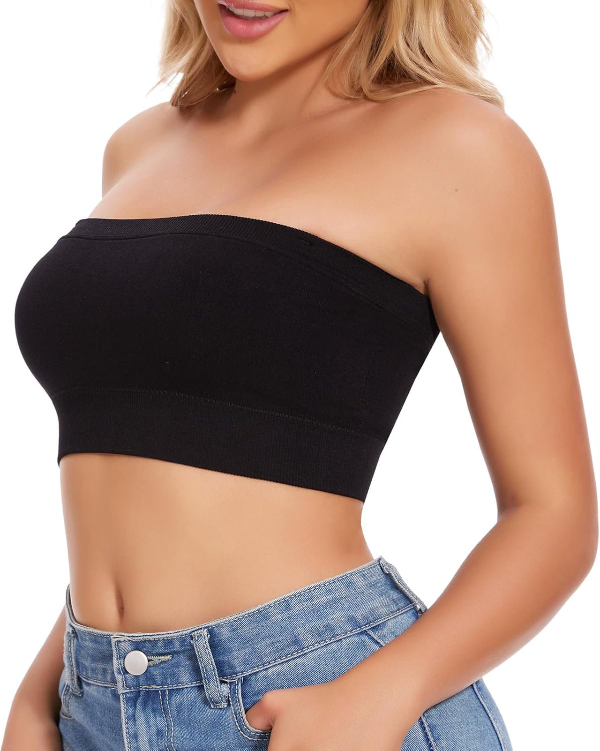 JOYSHAPER Strapless Bras for Women Bandeau Bralette Tube Top Wireless Strapless Bralette Comfort Tube Bra