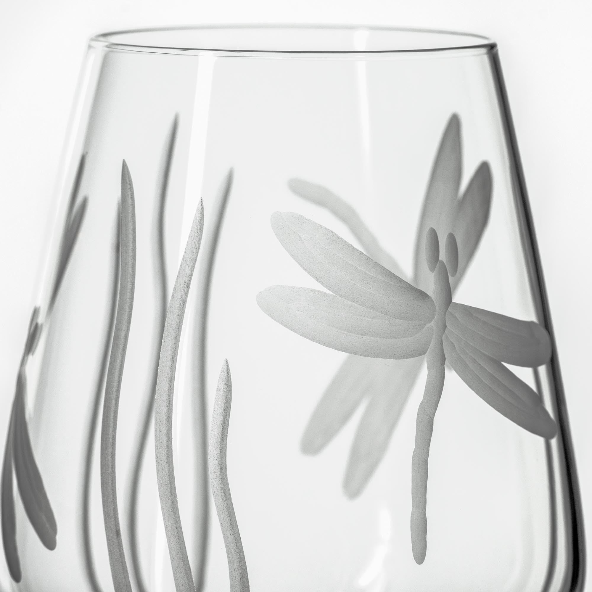 Rolf Glass Weinglas ohne Stiel, 530 ml, Weingläser, hergestellt in den USA, geätzte Weingläser ohne Stiel, 2 Stück
