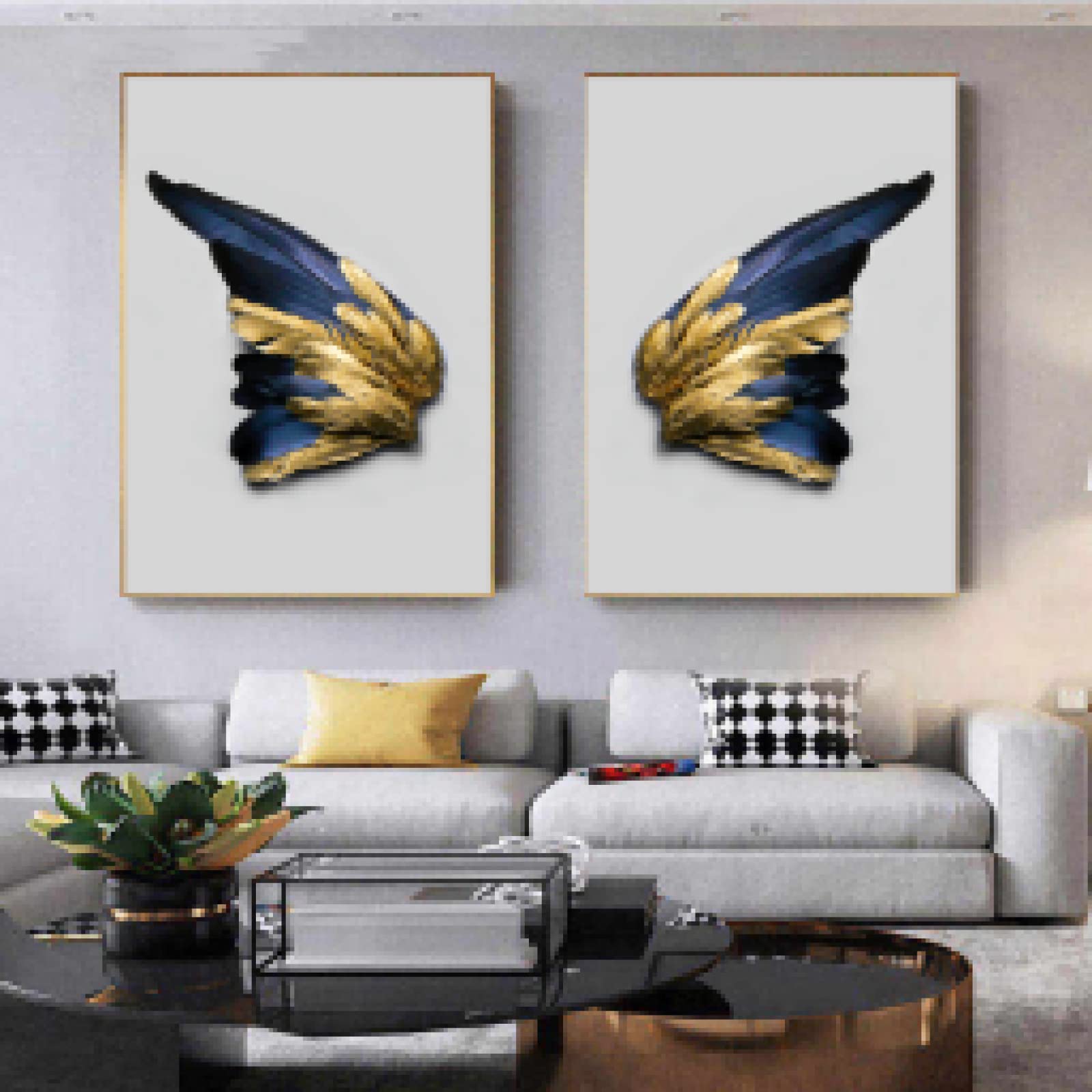 Cuadros de lienzo con mariposas nórdicas para decorar las paredes de una sala de estar moderna 6