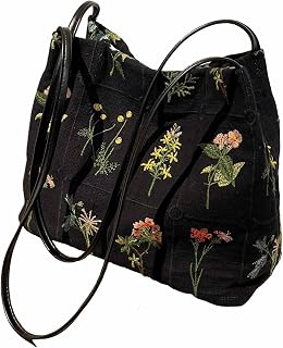Lefe Liee Floral Canvas Tote Bag for Women - Reusable Aesthetic Shoulder Hobo Crossbody Bucket Bag