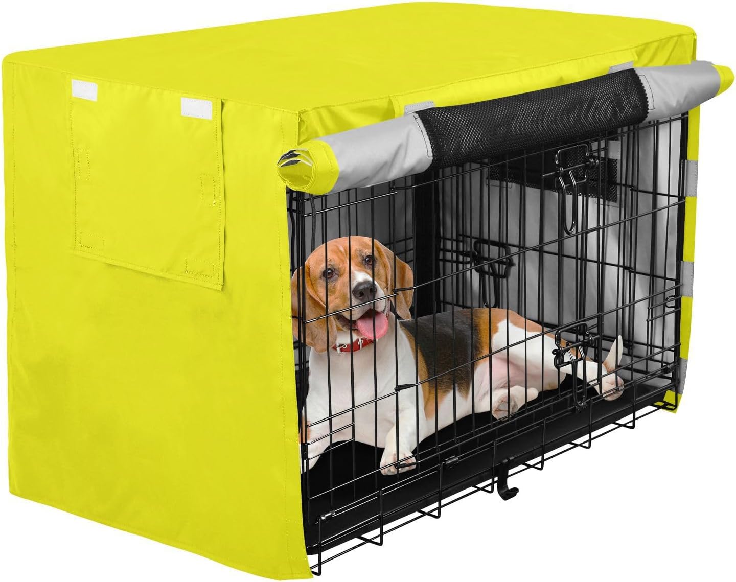 Bright Yellow Dog Crate Cover Easy to Install, Crate Cover for Pet Owners, Large